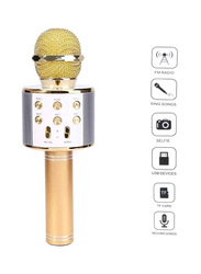 Wster Bluetooth Karaoke Microphone, WS-858, Gold/White