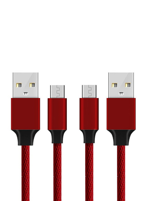3.9 Feet 2-Piece USB Type-C Fast Charging Cable Set, Red