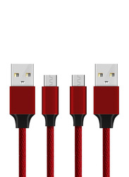 3.9 Feet 2-Piece USB Type-C Fast Charging Cable Set, Red
