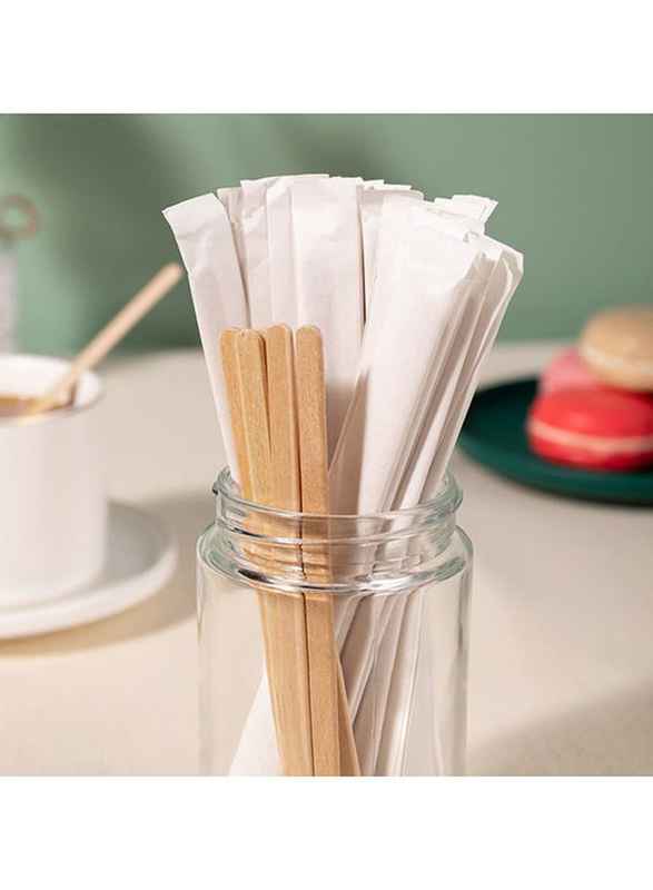 100-Piece Disposable Wood Coffee Stir Stick, 2644356, Beige