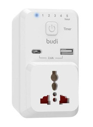 Budi Dual USB Port Charger with Timer, White