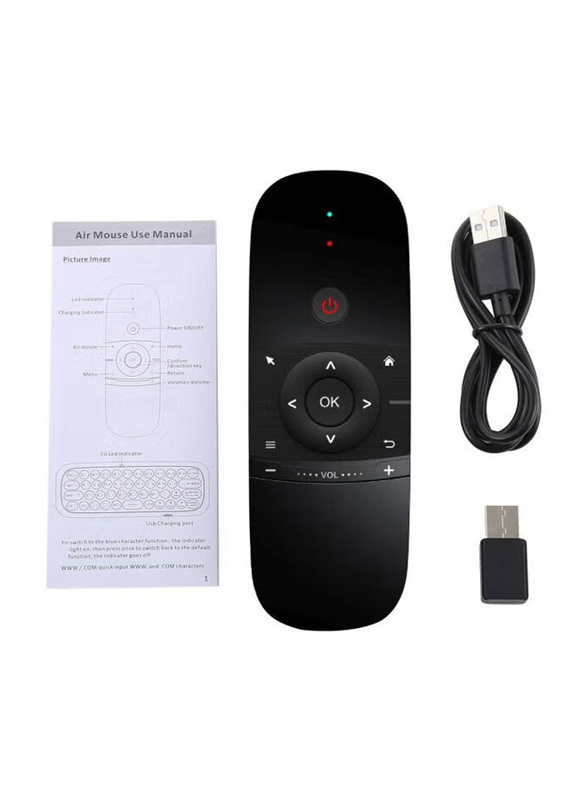 Wireless Air Mouse Remote Controller Keyboard With LED Indicator And Receiver, Black