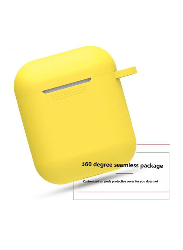 Soft Silicone Protective Case with Carabiner for AirPod, Yellow