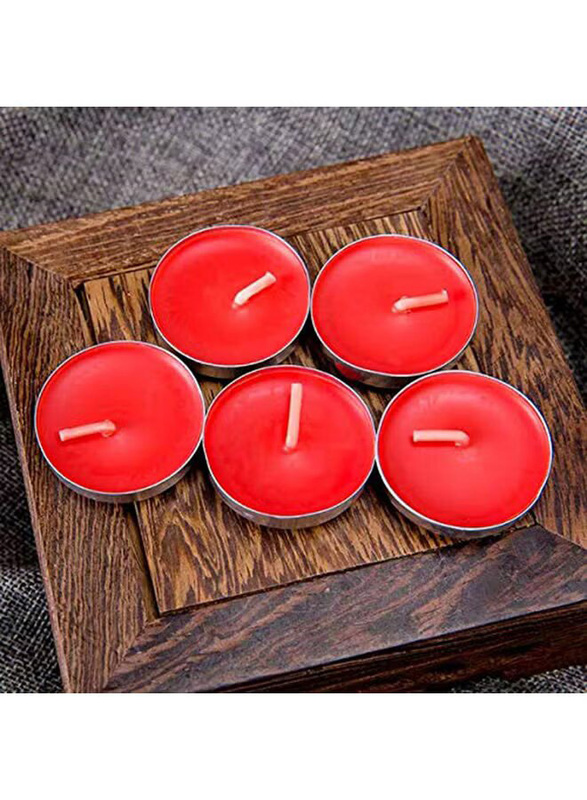 Yulan 50-Piece Tea Light Scented Candle Set, 7 x 7inch, Red