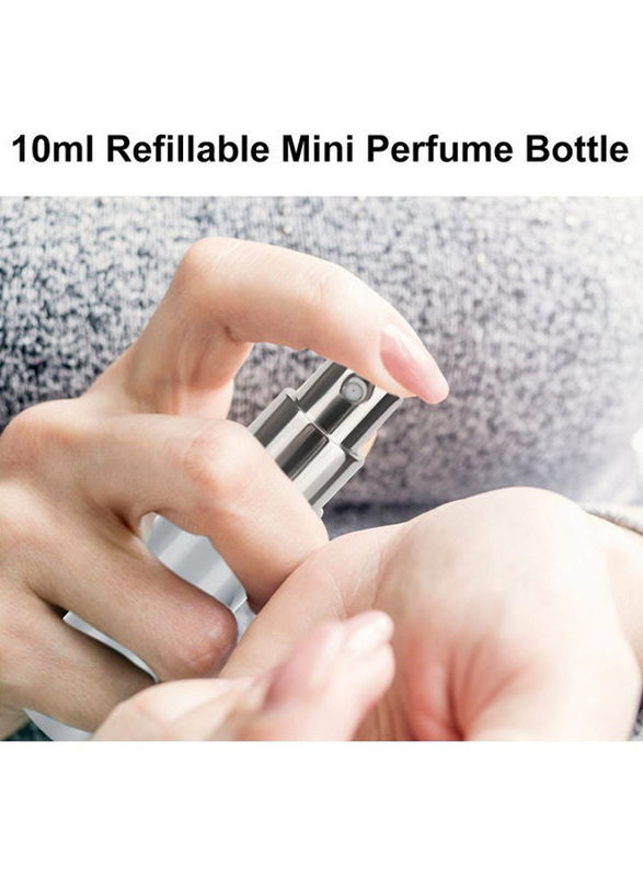 Portable Refillable Mini Perfume Bottles Set, 5 Pieces, Grey/Silver