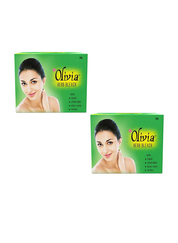 Olivia Herb Bleach for Sensitive Skin with Haldi Chandan Aloe Vera Nimbu, 2 x 30gm