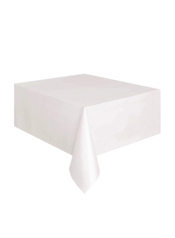 Square Party Plastic Table Cover, 35cm x 1.5cm x 18cm, White