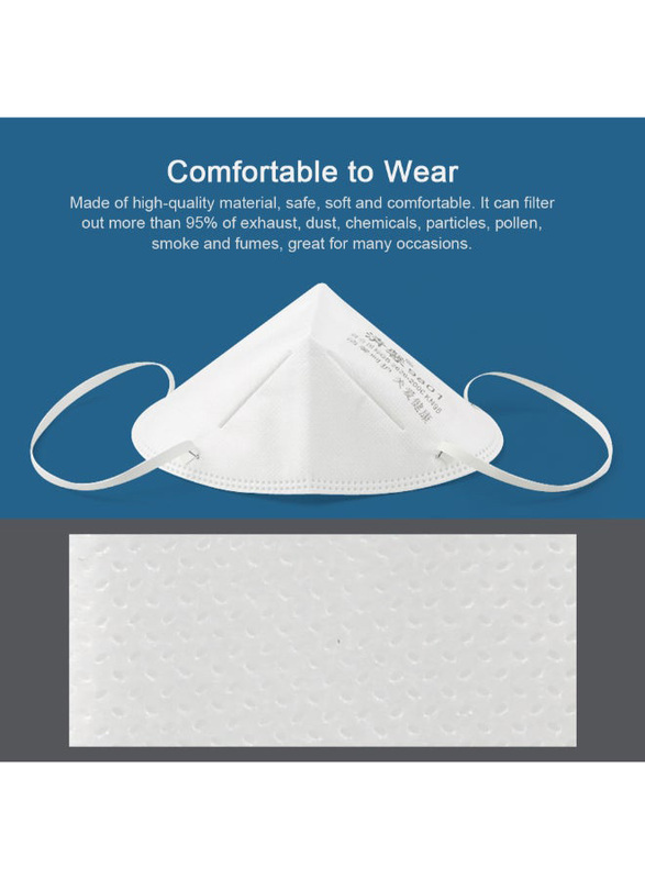 Disposable KN95 Soft Breathable Protective Face Mask, White, 5-Pieces
