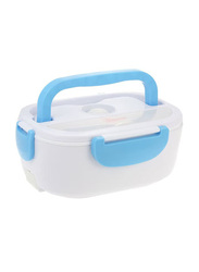 Portable Electric Lunch Box with Spoon, H19332LB, White/Blue