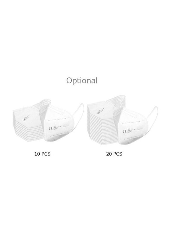 Disposable KN95 Face Mask, MD1379-10, White, 10-Pieces