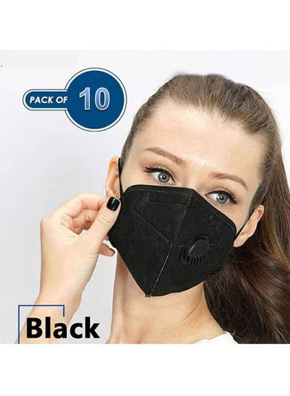 KN95 Series Folding Mask with Breathing Filter, 10 Pieces, Black