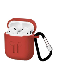 Silicone Shockproof Case Cover With Hanging Clip for Apple AirPods, Red