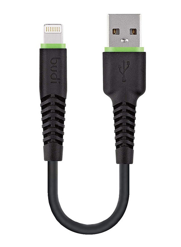 Budi 20cm Lightening Charging Cable for Mobile Phone, Black
