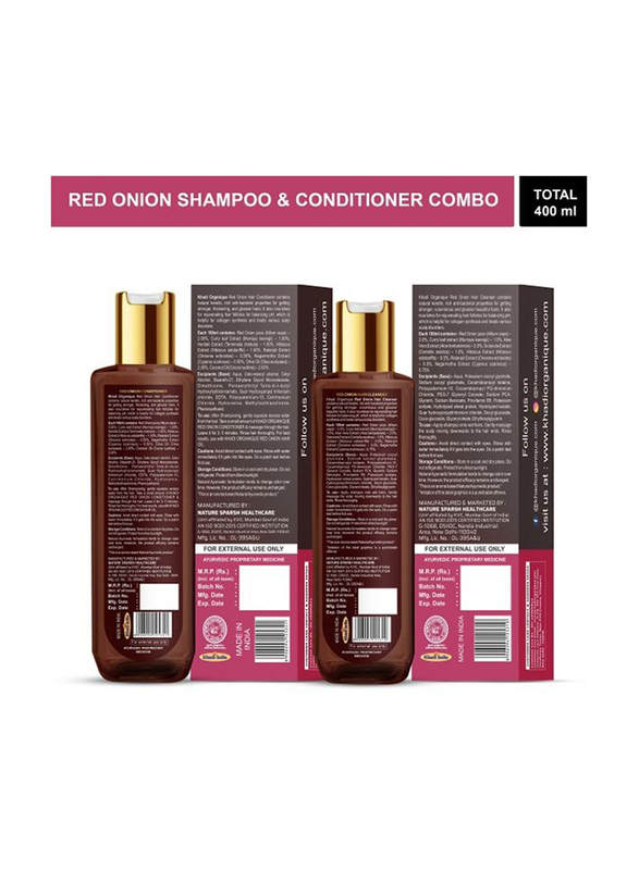 Khadi Organique Hair Care Kit Red Onion Shampoo & Conditioner, 400ml