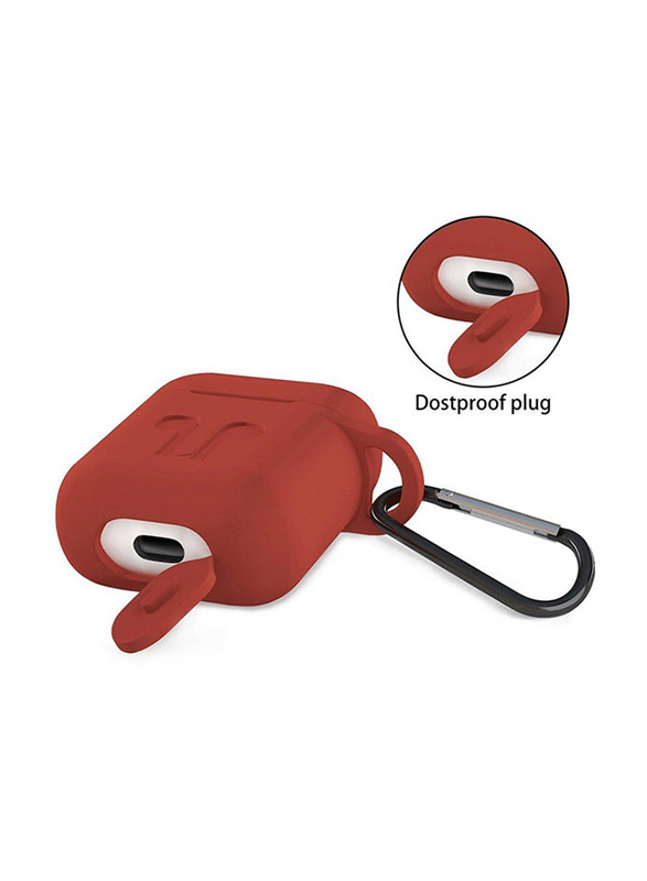 Protective Case Cover With Carabiner for Apple AirPods, Red