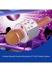 KTV Ws858 Wireless Bluetooth Karaoke Microphone, XD77502, Rose Gold/White