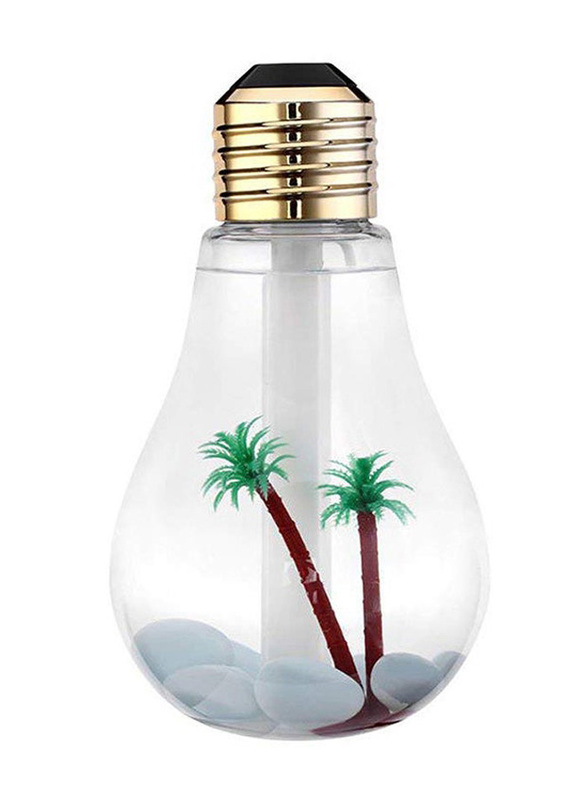 Gulfdealz Mini Bulb Shaped Ultrasonic Humidifier with USB And 7 Colour LED Light, GB14-MH8-01042, Gold/Clear