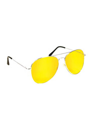As Seen On Tv Full-Rim Night View Aviator Sunglasses Unisex, Silver/Yellow, 60/16/137