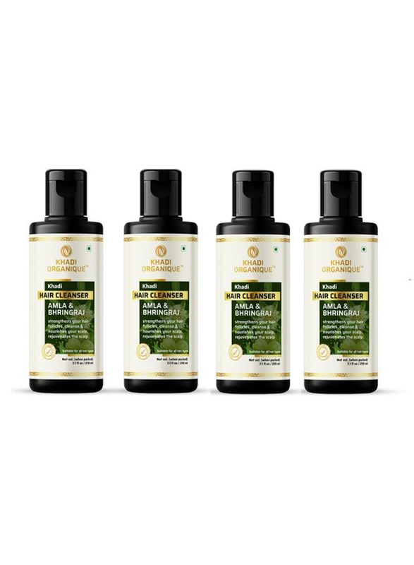 Khadi Organique Amla & Bhringraj Shampoo, 4 x 210ml