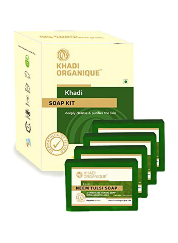 Khadi Organique Natural Neem Tulsi Soap, Green, 4 x 500g