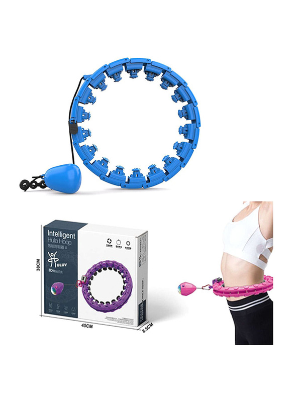 HuLuv 25-Section Adjustable 3D Intelligent Smart Hula Hoop with Gravity Ball & Tally Counter, Blue