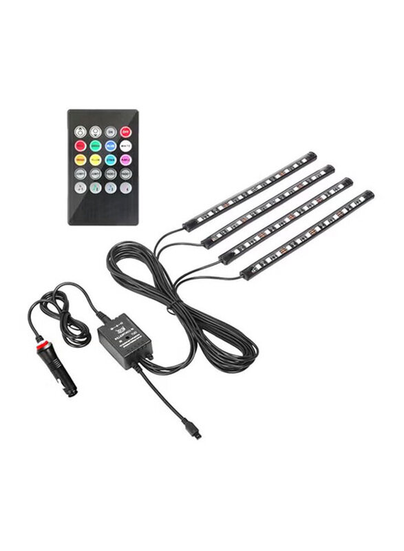 

Generic 4 In 1 Car LED Light Strip with Remote, Black