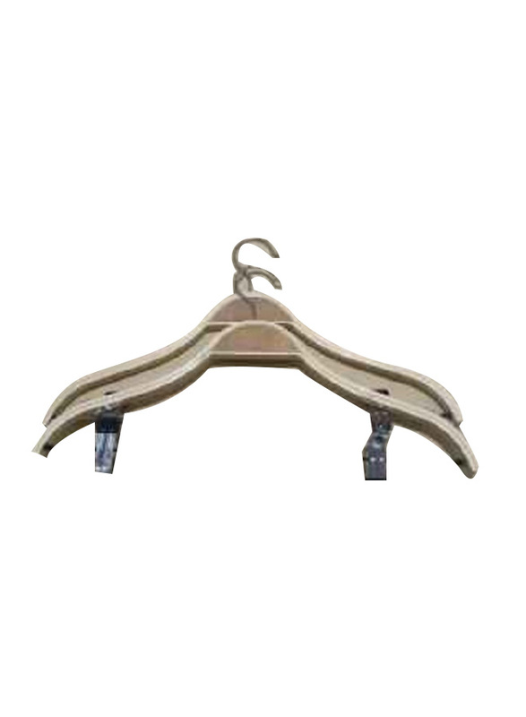 2-Piece Wooden Hanger With Clip, Beige