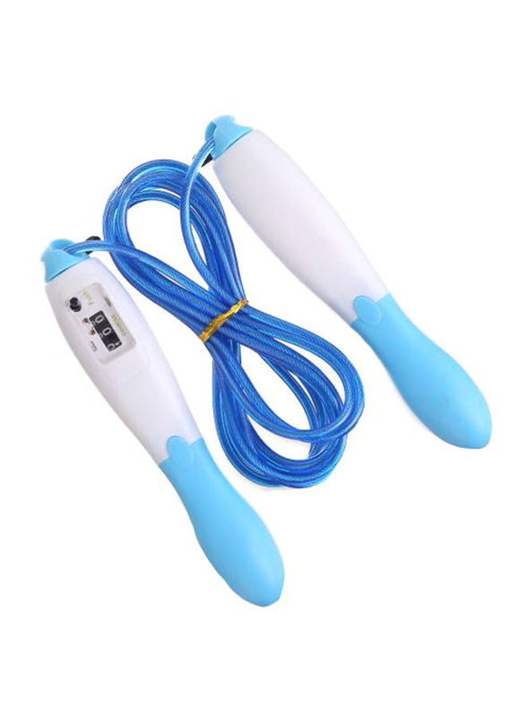 Sharpdo Skipping Rope with Calculator, 3 Meter, Blue/White