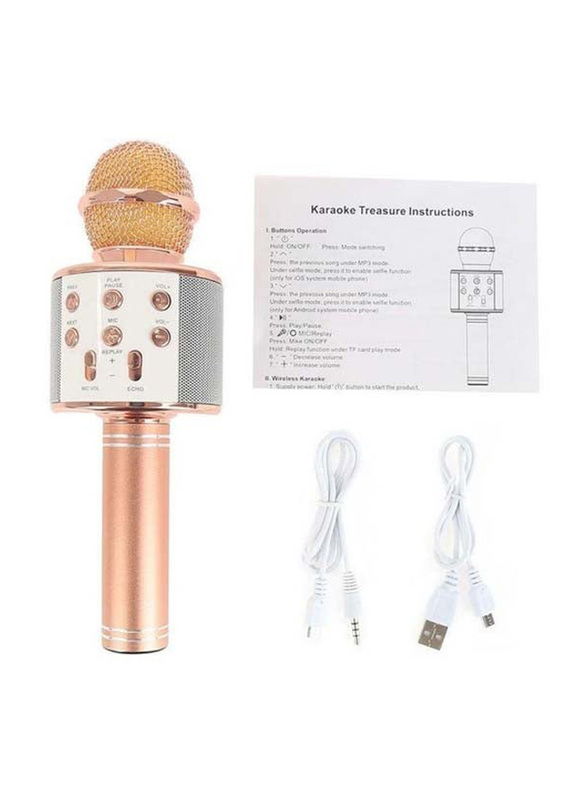Bluetooth Wireless Karaoke Microphone, WS-858, Gold/Silver