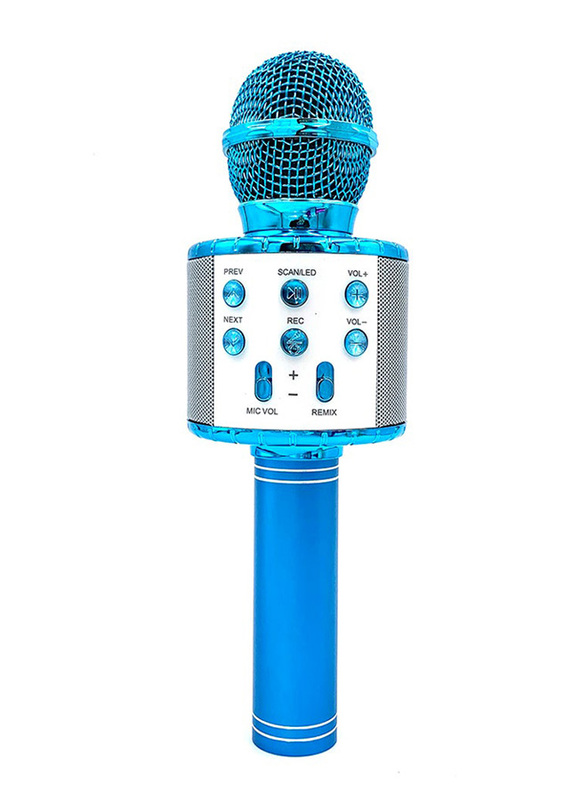 WS858L Illuminated Wireless Bluetooth Microphone, V8028BL_P, Blue