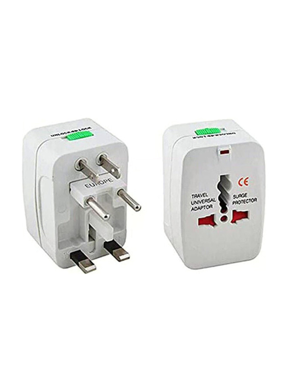 All-In-One International Travel Power Charger Universal Adapter Plug, White