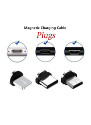 3-In-1 USB Magnetic Charging Cable with Plug, USB Type A to Type-C/Lightning/Micro USB Cable, MOCI1199, Black