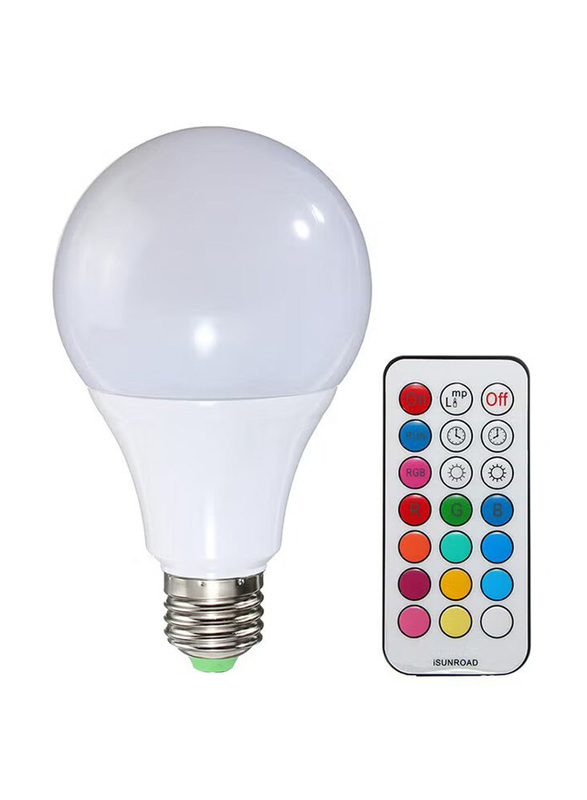RGB LED Light Bulb with Remote Control, 8cm, White
