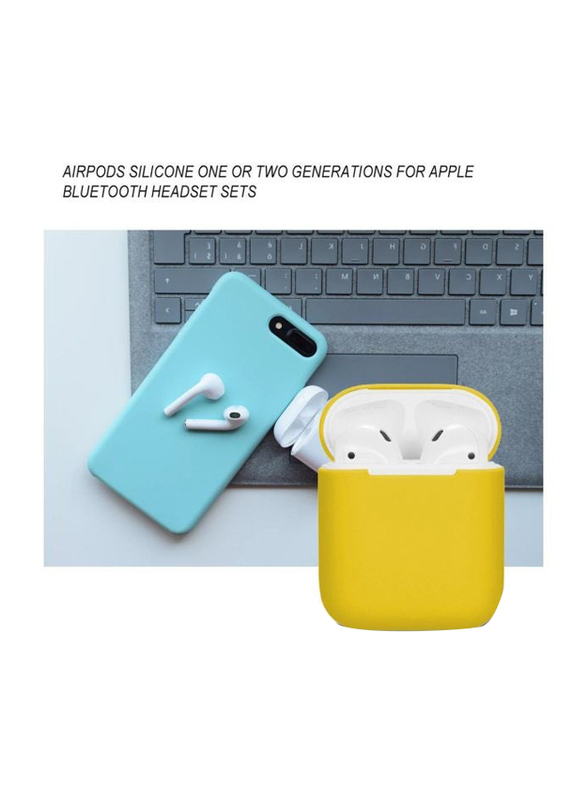 Silicone Protective Case Cover for Apple AirPods, Yellow/White
