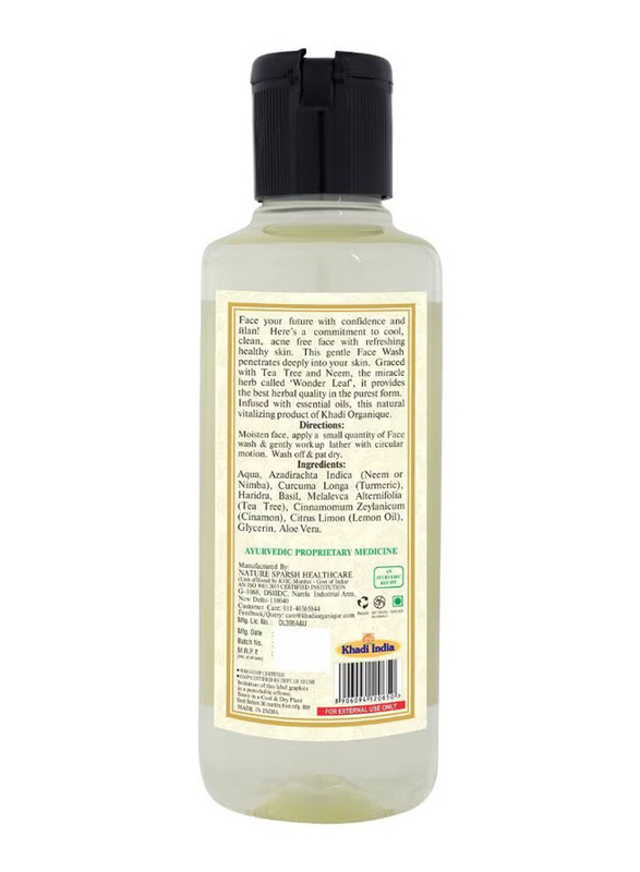 Khadi Organique Neem and Tea Tree Herbal Face Wash, 210gm