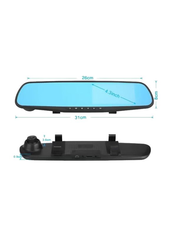 DVR Camera Rear View Mirror Video Recorder, Black