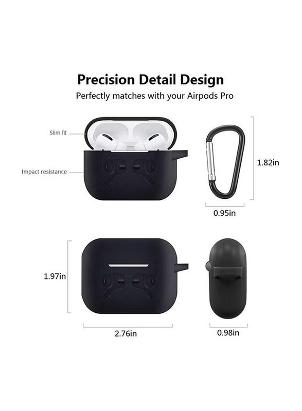 Protective Silicone For Apple AirPods Pro Case With Hook, APC28, Black