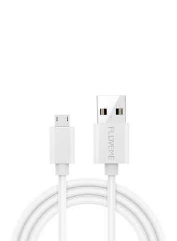 2-Meter Data Sync Charging Cable, USB Male to Micro USB for Smartphones/Tablets, White