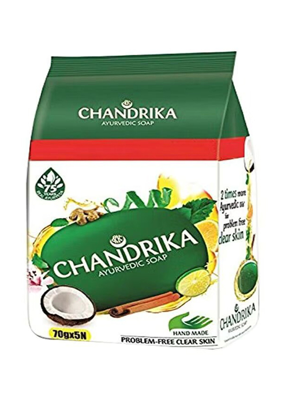 Chandrika Ayurvedic Soap, Green, 5 x 70g
