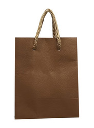 12-Piece Paper Bag With Handles, Brown/Gold