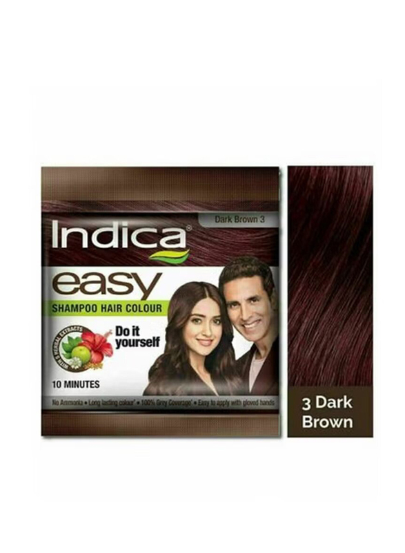 Indica Easy 10 Minutes Shampoo Hair Colour, 5 x 18ml, 3 Dark Brown