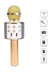 WS-858 Bluetooth Karaoke Microphone, 10002, Gold/White