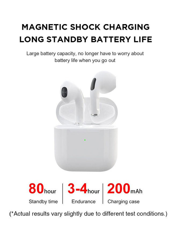 Wireless Bluetooth In-Ear True Stereo Earbuds with Charging Case, White