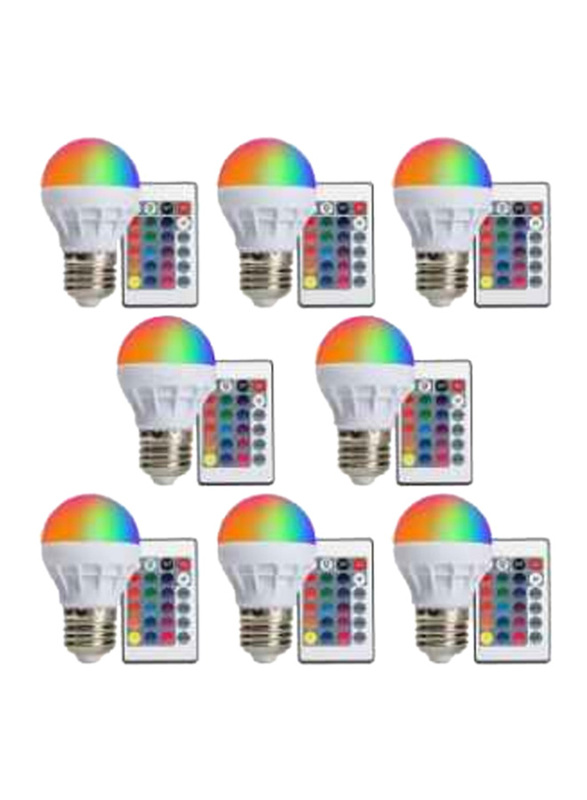 Dimmable LED Lamp Set With Remote Control, 8 Pieces, Multicolour