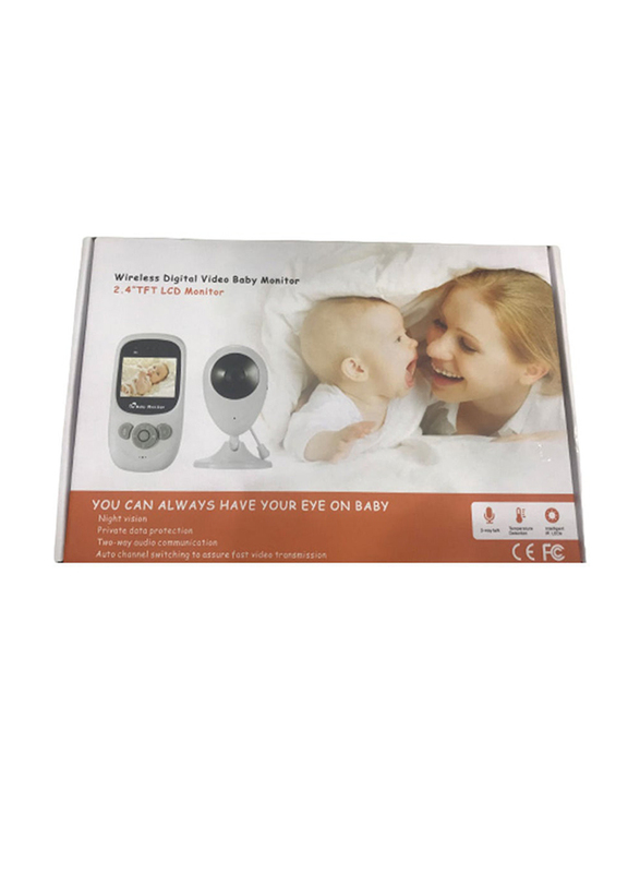 Video Baby Monitor with Infrared Night Vision, 2.4" TFT LCD Wireless Digital, 2-Way Communication, White