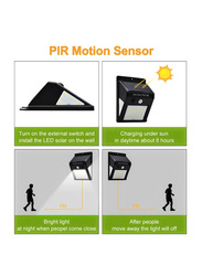 40 LED PIR Motion Sensor Outdoor Waterproof Energy Saving Solar Panel Wall Light, 4 Pieces, 12.3 x 9.5 x 4.8cm, Black