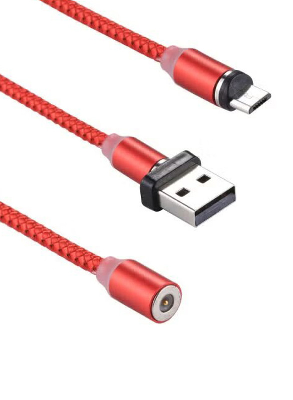 1.2-Meter Double Head Magnetic Charging Cable, USB Type A to Micro USB Cable, Red