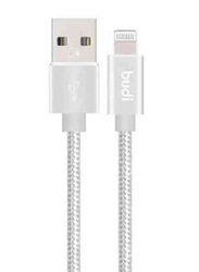 Budi 2-Feet Charging Cable, USB Male to Lightning for Apple Phones, Silver