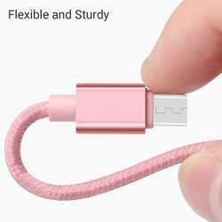 3 Feet 1-Piece 3-In-1 Nylon Braided Type-C/Lightning/Micro USB Charging Cable, Gold