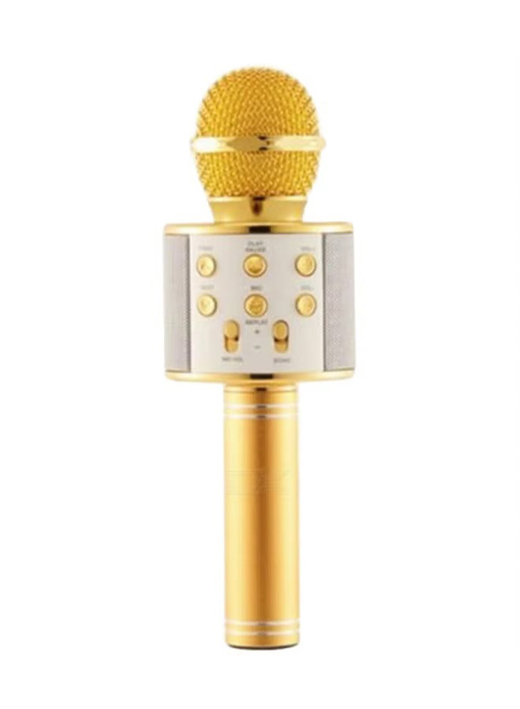 WS-858 Bluetooth Karaoke Microphone, 10002, Gold/White
